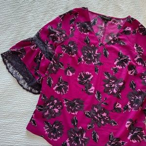 Lane Bryant 3/4 Sleeve Floral Top